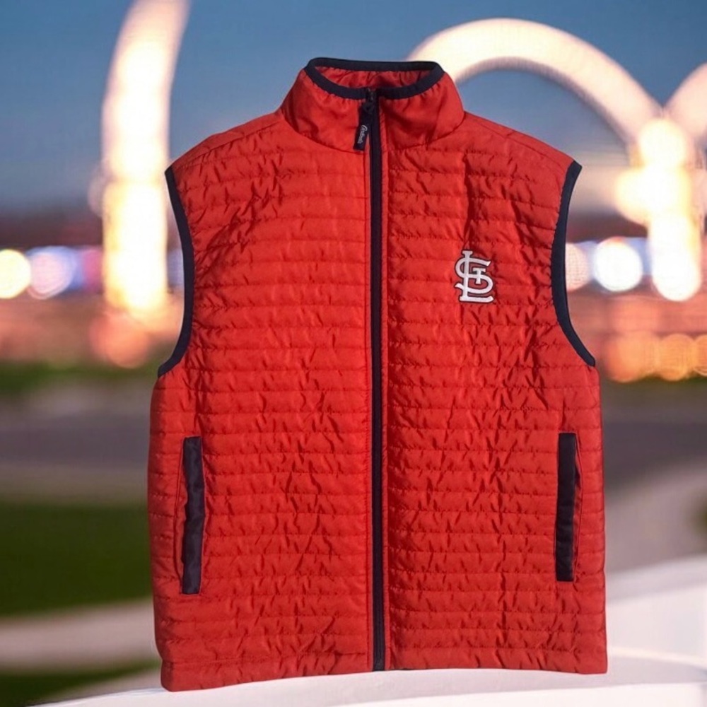 BAYER ST LOUIS CARDINALS MLB Cards adult puffer vest men’s size XL